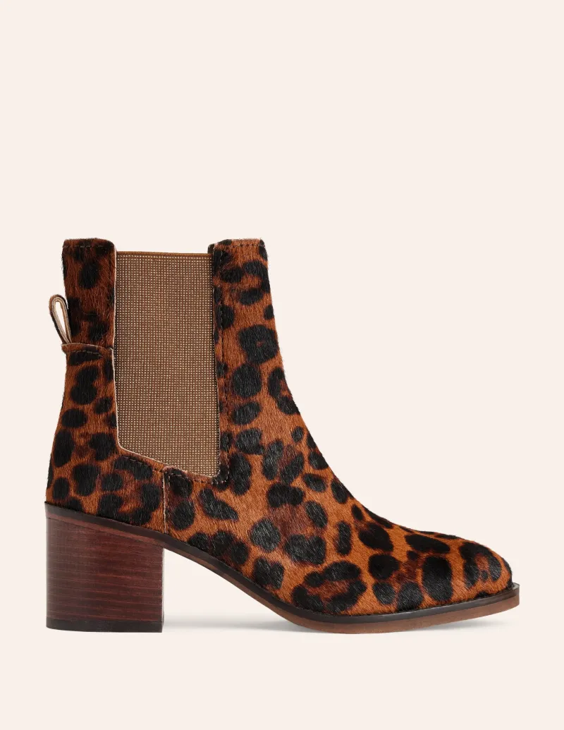 Stiefel | Absatzschuhe | Boden Chelsea-Stiefel mit Blockabsatz-Mohair, Leopardenmuster Mohair,Leopardenmuster
