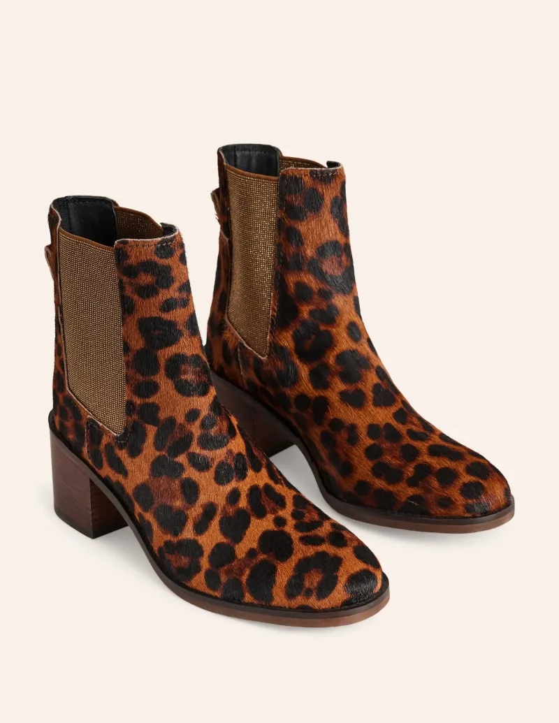 Stiefel | Absatzschuhe | Boden Chelsea-Stiefel mit Blockabsatz-Mohair, Leopardenmuster Mohair,Leopardenmuster