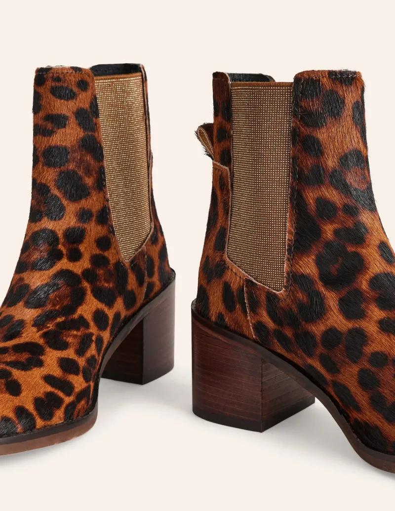 Stiefel | Absatzschuhe | Boden Chelsea-Stiefel mit Blockabsatz-Mohair, Leopardenmuster Mohair,Leopardenmuster