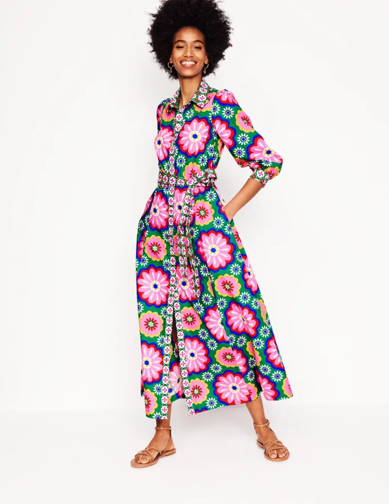 Kleider & Jumpsuits | Kleider In Petite | Boden Clara Hemdblusenkleid aus Baumwolle-Bunt, Geblümte Kachel Bunt,GeblümteKachel