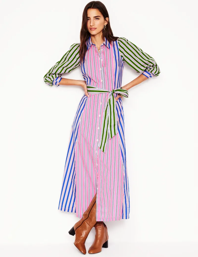 Kleider & Jumpsuits | Kleider In Petite | Boden Clara Hemdblusenkleid aus Baumwolle-Rosarot, Rot Streifen Rosarot,RotStreifen