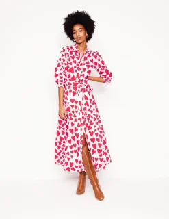 Kleider & Jumpsuits | Kleider In Petite | Boden Clara Hemdblusenkleid aus Baumwolle-Naturweiß, Herzcluster Naturweiß,Herzcluster
