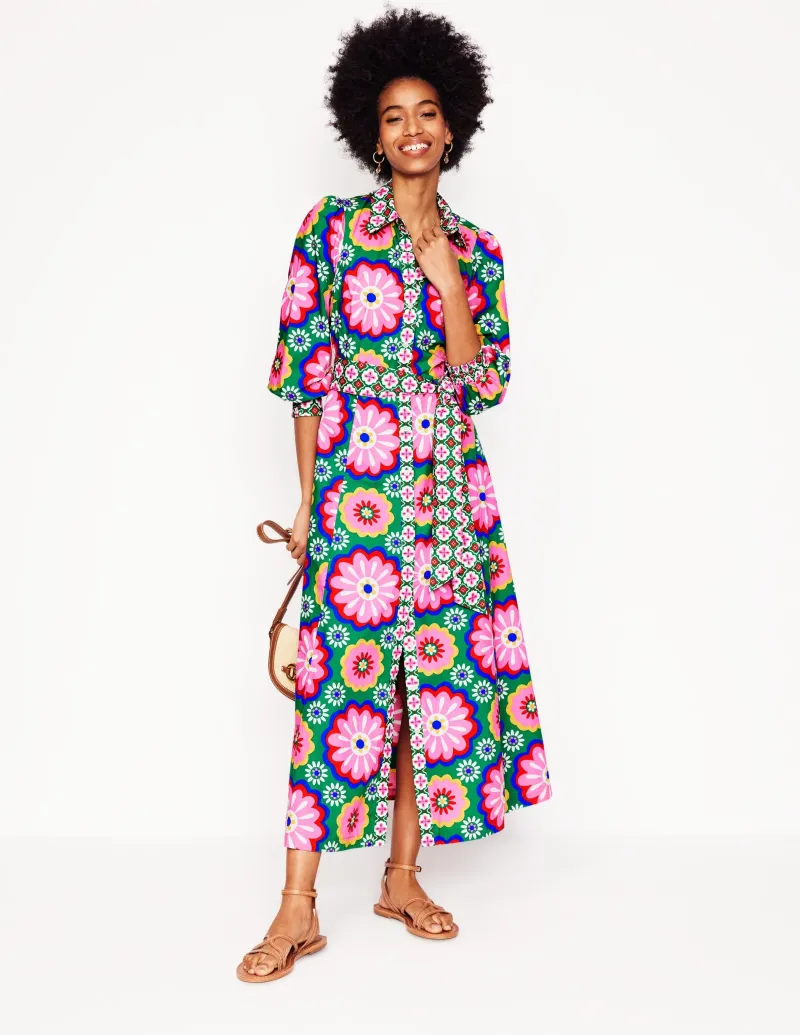Kleider & Jumpsuits | Kleider In Petite | Boden Clara Hemdblusenkleid aus Baumwolle-Bunt, Geblümte Kachel Bunt,GeblümteKachel