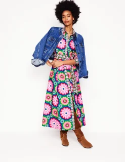 Kleider & Jumpsuits | Kleider In Petite | Boden Clara Hemdblusenkleid aus Baumwolle-Bunt, Geblümte Kachel Bunt,GeblümteKachel