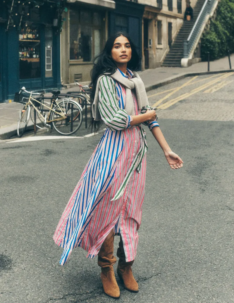 Kleider & Jumpsuits | Kleider In Petite | Boden Clara Hemdblusenkleid aus Baumwolle-Rosarot, Rot Streifen Rosarot,RotStreifen