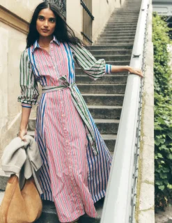 Kleider & Jumpsuits | Kleider In Petite | Boden Clara Hemdblusenkleid aus Baumwolle-Rosarot, Rot Streifen Rosarot,RotStreifen