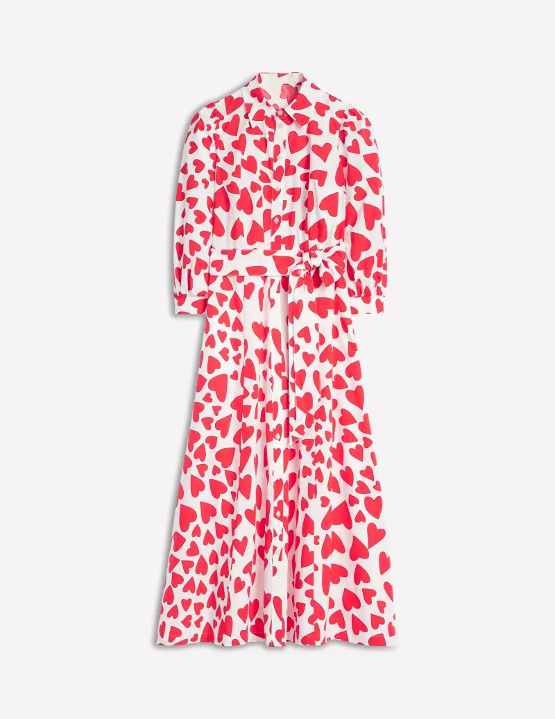 Kleider & Jumpsuits | Kleider In Petite | Boden Clara Hemdblusenkleid aus Baumwolle-Naturweiß, Herzcluster Naturweiß,Herzcluster