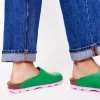 Flache Schuhe | Sandalen | Boden Clogs in Blockfarben-Grünes Tamburin GrünesTamburin