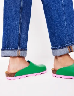 Flache Schuhe | Sandalen | Boden Clogs in Blockfarben-Grünes Tamburin GrünesTamburin