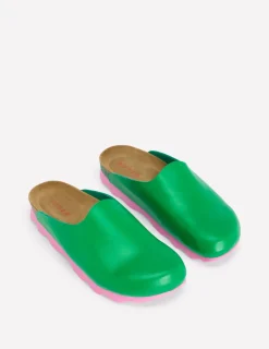 Flache Schuhe | Sandalen | Boden Clogs in Blockfarben-Grünes Tamburin GrünesTamburin