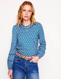 T-shirts & Tops | Oberteile | Boden Daisy Langärmeliges Oberteil-Galerieblau, Kamelienstempel Galerieblau,Kamelienstempel