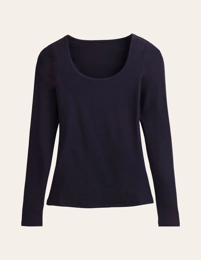 T-shirts & Tops | Oberteile | Boden Doppellagiges Oberteil mit tiefem Rundhalsausschnitt- Marineblau