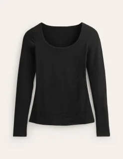 T-shirts & Tops | Oberteile | Boden Doppellagiges Oberteil mit tiefem Rundhalsausschnitt- Schwarz