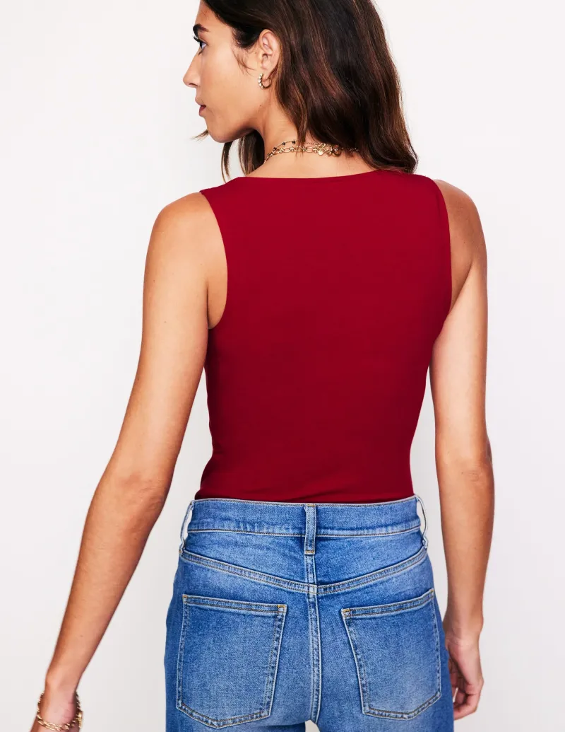 Oberteile | T-shirts & Tops | Boden Doppellagiges Top mit tiefem U-Ausschnitt-Rot Lakritz RotLakritz