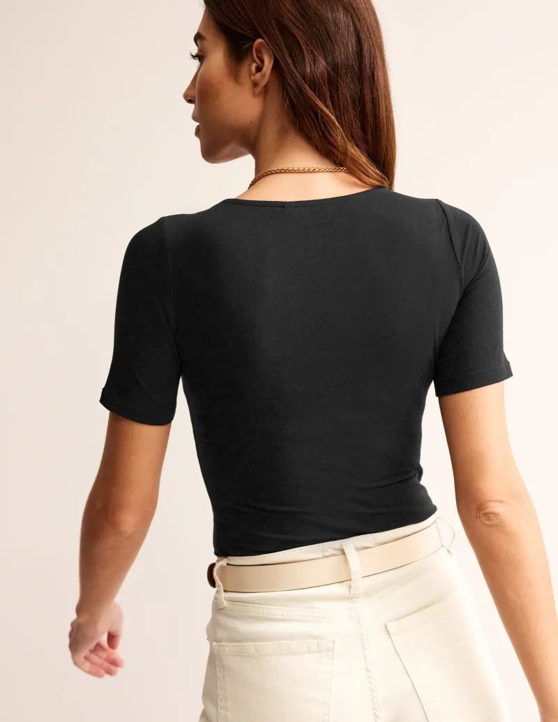 Nachtwäsche & Schlafanzüge | T-shirts & Tops | Boden Doppellagiges T-Shirt mit tiefem Rundhalsausschnitt- Schwarz
