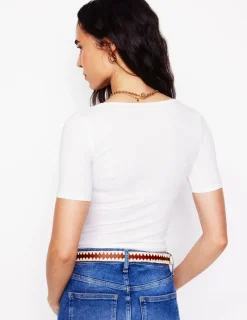 Nachtwäsche & Schlafanzüge | T-shirts & Tops | Boden Doppellagiges T-Shirt mit tiefem Rundhalsausschnitt- Weiß