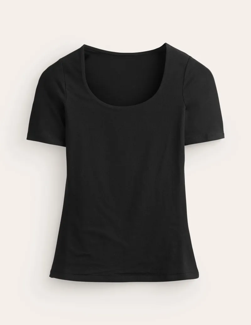 Nachtwäsche & Schlafanzüge | T-shirts & Tops | Boden Doppellagiges T-Shirt mit tiefem Rundhalsausschnitt- Schwarz