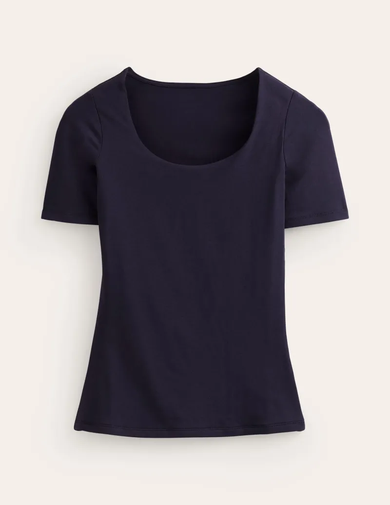 Nachtwäsche & Schlafanzüge | T-shirts & Tops | Boden Doppellagiges T-Shirt mit tiefem Rundhalsausschnitt-Aqua Marine Marl AquaMarineMarl