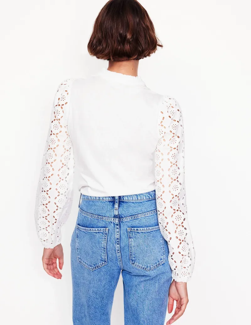 T-shirts & Tops | Oberteile | Boden Eden Bluse mit Lochstickerei- Weiß