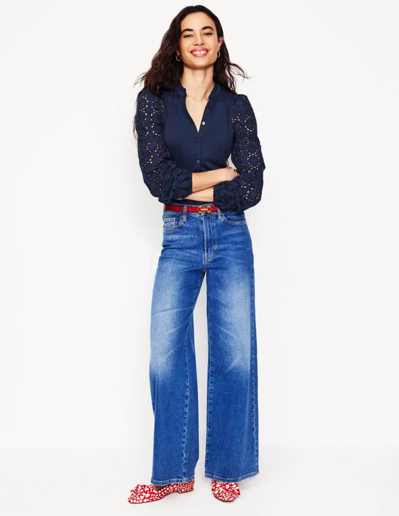 T-shirts & Tops | Oberteile | Boden Eden Bluse mit Lochstickerei-Aqua Marine Marl AquaMarineMarl