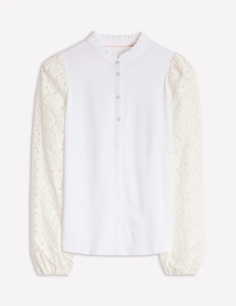 T-shirts & Tops | Oberteile | Boden Eden Bluse mit Lochstickerei- Weiß