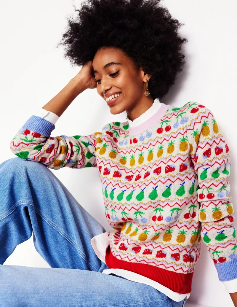 Pullover & Strickjacken | Boden Edie Fair-Isle-Pullover-Beige Meliert, Obst BeigeMeliert,Obst