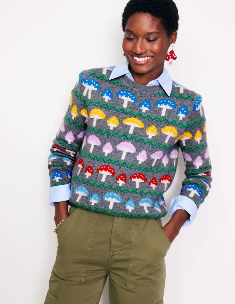 Pullover & Strickjacken | Boden Edie Fair-Isle-Pullover-Grau Pilz GrauPilz