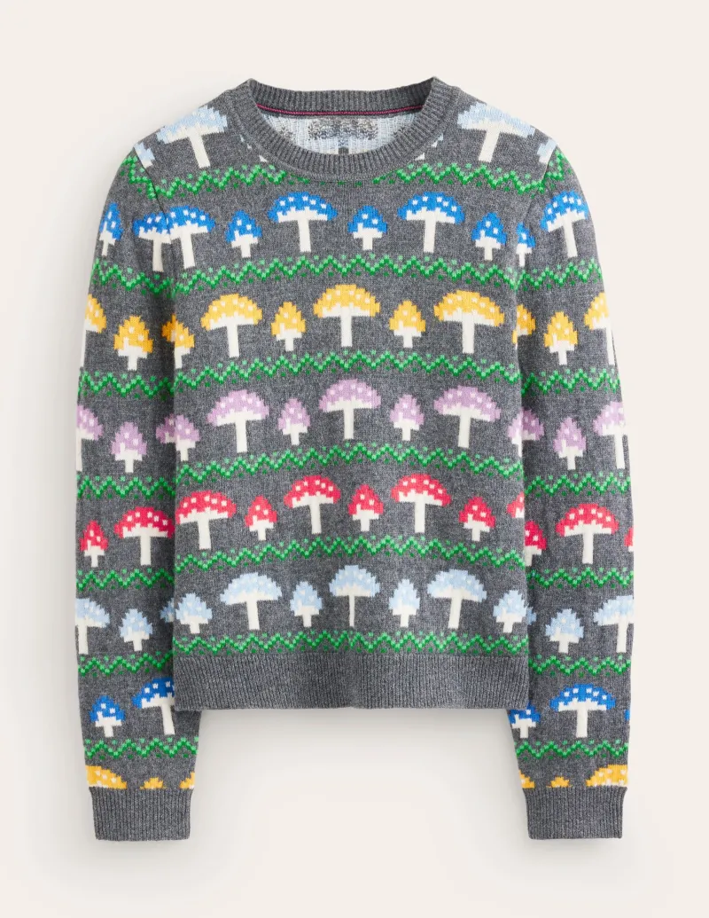 Pullover & Strickjacken | Boden Edie Fair-Isle-Pullover-Grau Pilz GrauPilz
