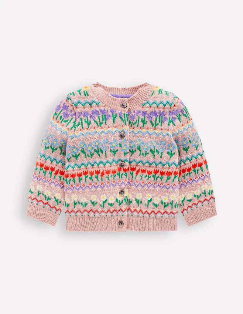 Pullover & Strickjacken | Boden Edie Fair-Isle-Strickjacke-Kaugummirosa Blumen KaugummirosaBlumen