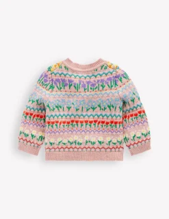 Pullover & Strickjacken | Boden Edie Fair-Isle-Strickjacke-Kaugummirosa Blumen KaugummirosaBlumen