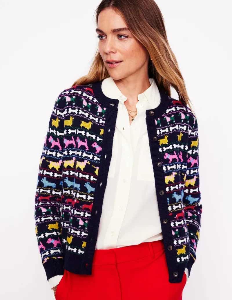Pullover & Strickjacken | Boden Edie Fair-Isle-Strickjacke-Marineblau, Hunde Marineblau,Hunde