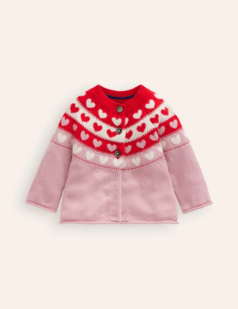 Pullover & Strickjacken | Boden Edie Fair-Isle-Strickjacke-Mandelrosa Herzen MandelrosaHerzen