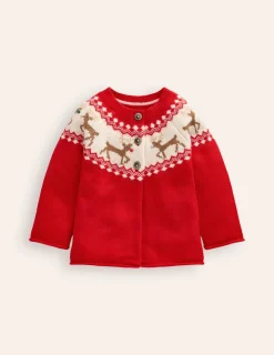 Pullover & Strickjacken | Boden Edie Fair-Isle-Strickjacke-Mohnrot Rentier MohnrotRentier