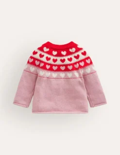 Pullover & Strickjacken | Boden Edie Fair-Isle-Strickjacke-Mandelrosa Herzen MandelrosaHerzen