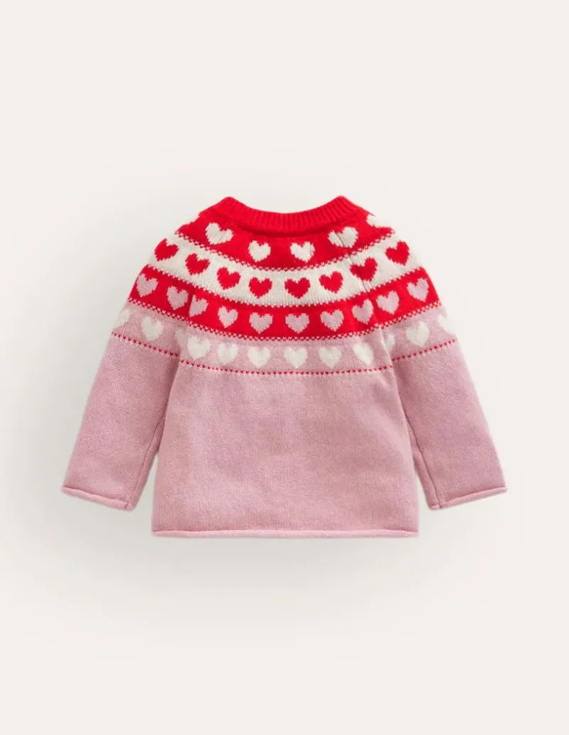 Pullover & Strickjacken | Boden Edie Fair-Isle-Strickjacke-Mandelrosa Herzen MandelrosaHerzen