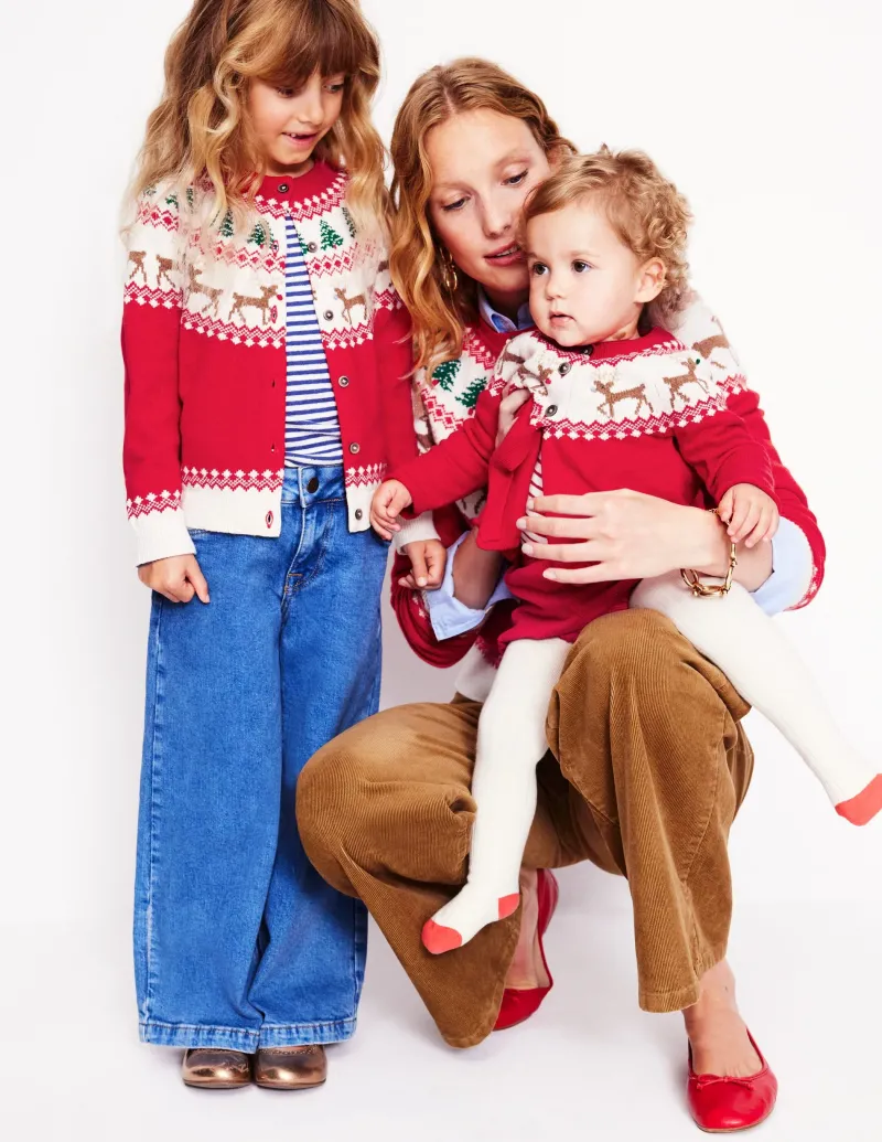 Pullover & Strickjacken | Boden Edie Fair-Isle-Strickjacke-Mohnrot Rentier MohnrotRentier