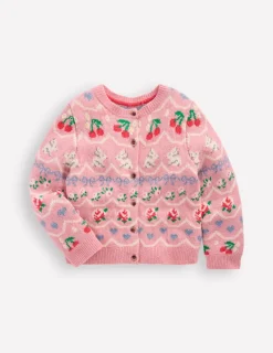Pullover & Strickjacken | Boden Edie Fair-Isle-Strickjacke-Vintage-Rosa, Herzen Vintage-Rosa,Herzen