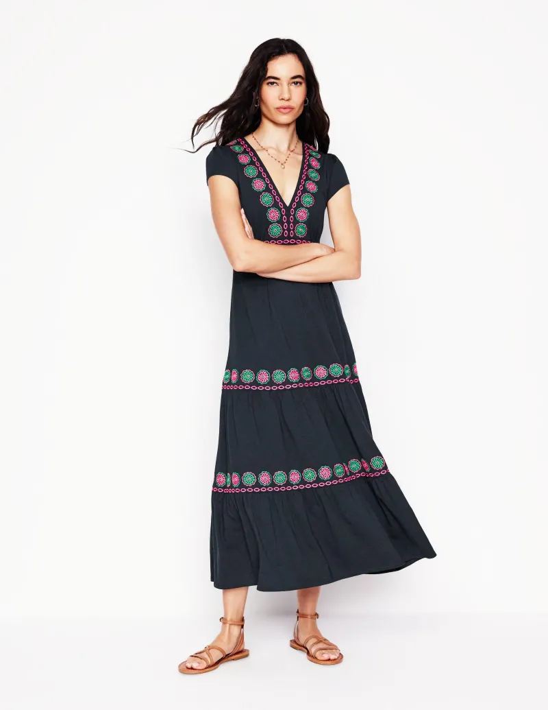 Kleider & Jumpsuits | Midi | Boden Elara Besticktes Jerseykleid- Marineblaue