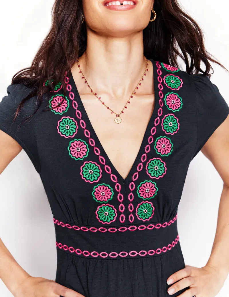 Kleider & Jumpsuits | Midi | Boden Elara Besticktes Jerseykleid- Marineblaue