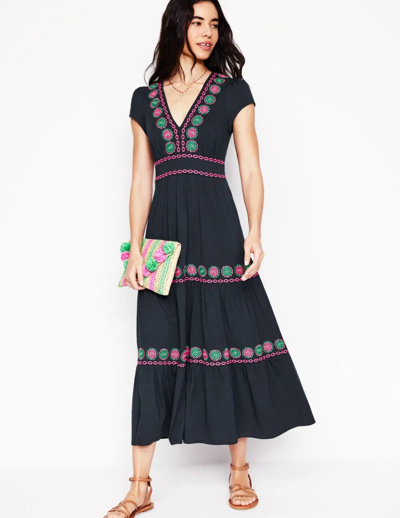 Kleider & Jumpsuits | Midi | Boden Elara Besticktes Jerseykleid- Marineblaue