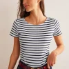 Nachtwäsche & Schlafanzüge | T-shirts & Tops | Boden Ella Bretonshirt mit kurzen Ärmeln-Naturweiß, Marineblau Naturweiß,Marineblau