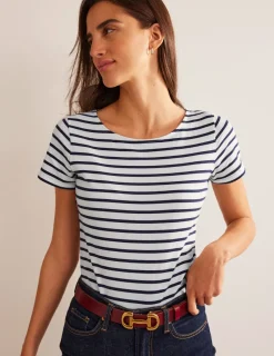 Nachtwäsche & Schlafanzüge | T-shirts & Tops | Boden Ella Bretonshirt mit kurzen Ärmeln-Naturweiß, Marineblau Naturweiß,Marineblau