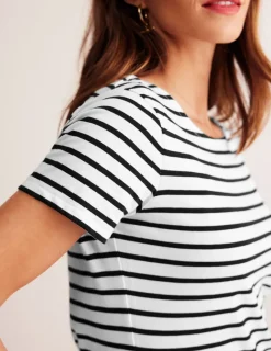 Nachtwäsche & Schlafanzüge | T-shirts & Tops | Boden Ella Bretonshirt mit kurzen Ärmeln-Naturweiß, Schwarz Naturweiß,Schwarz