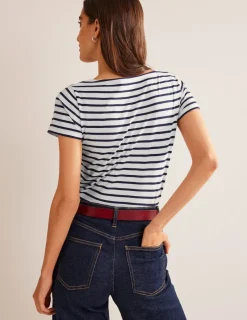Nachtwäsche & Schlafanzüge | T-shirts & Tops | Boden Ella Bretonshirt mit kurzen Ärmeln-Naturweiß, Marineblau Naturweiß,Marineblau