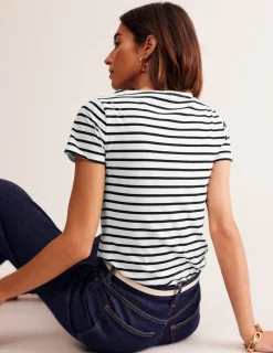 Nachtwäsche & Schlafanzüge | T-shirts & Tops | Boden Ella Bretonshirt mit kurzen Ärmeln-Naturweiß, Schwarz Naturweiß,Schwarz