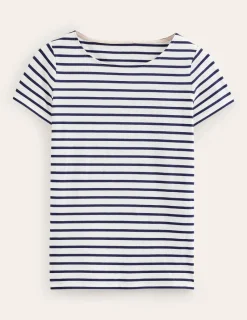 Nachtwäsche & Schlafanzüge | T-shirts & Tops | Boden Ella Bretonshirt mit kurzen Ärmeln-Naturweiß, Marineblau Naturweiß,Marineblau