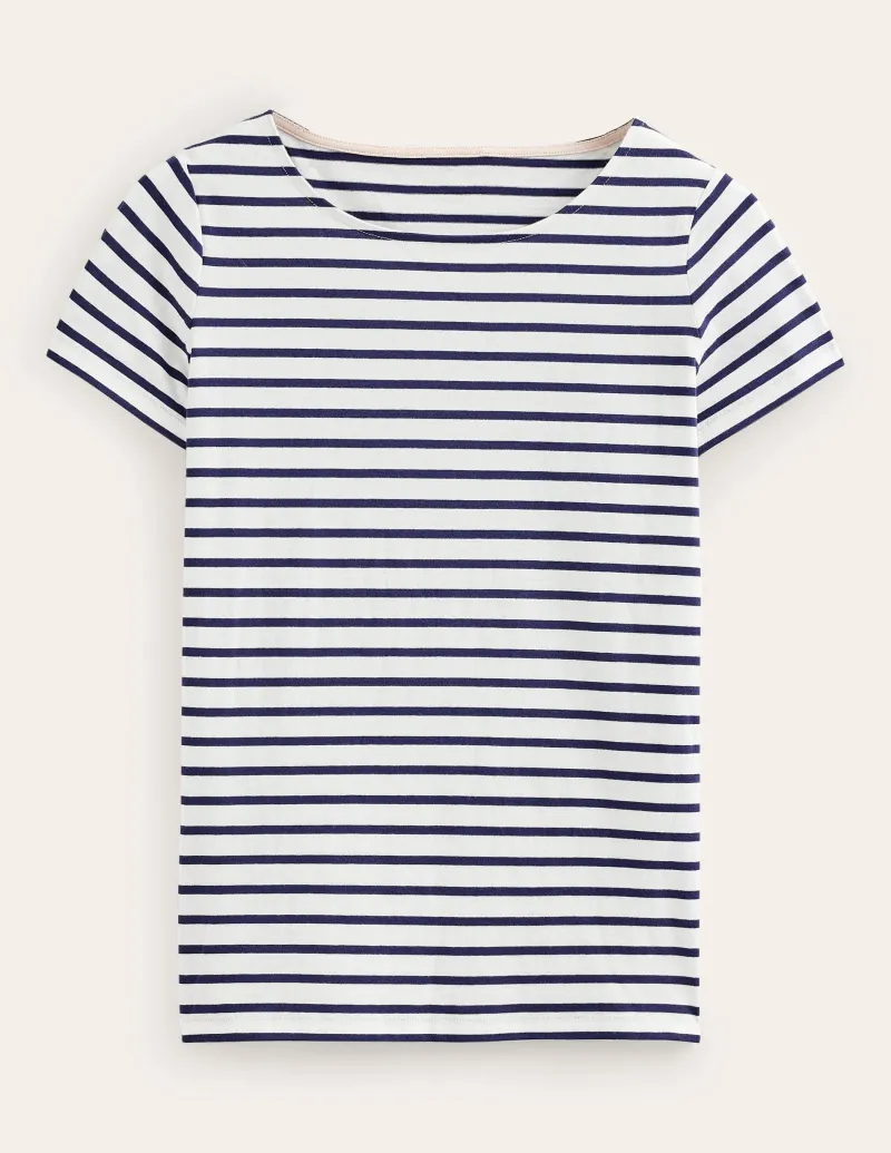 Nachtwäsche & Schlafanzüge | T-shirts & Tops | Boden Ella Bretonshirt mit kurzen Ärmeln-Naturweiß, Marineblau Naturweiß,Marineblau