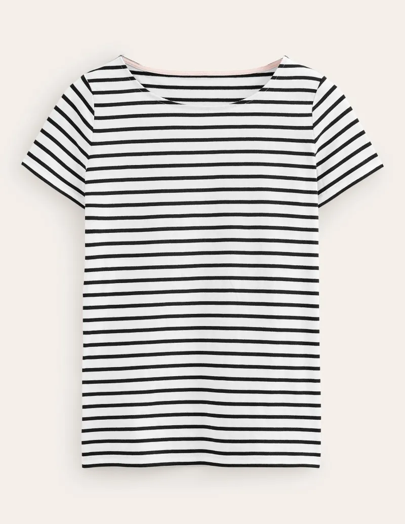 Nachtwäsche & Schlafanzüge | T-shirts & Tops | Boden Ella Bretonshirt mit kurzen Ärmeln-Naturweiß, Schwarz Naturweiß,Schwarz
