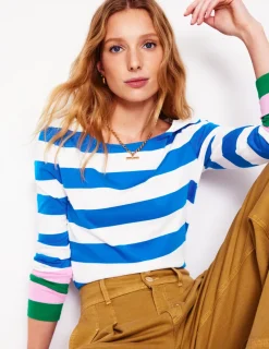 T-shirts & Tops | Oberteile | Boden Ella Breton-Shirt mit langen Ärmeln-Galerieblau, Smaragdgrüne Bündchen Galerieblau,SmaragdgrüneBündchen