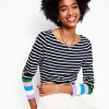 Oberteile | T-shirts & Tops | Boden Ella Breton-Shirt mit langen Ärmeln-Navy, Bunte Bündchen Navy,BunteBündchen